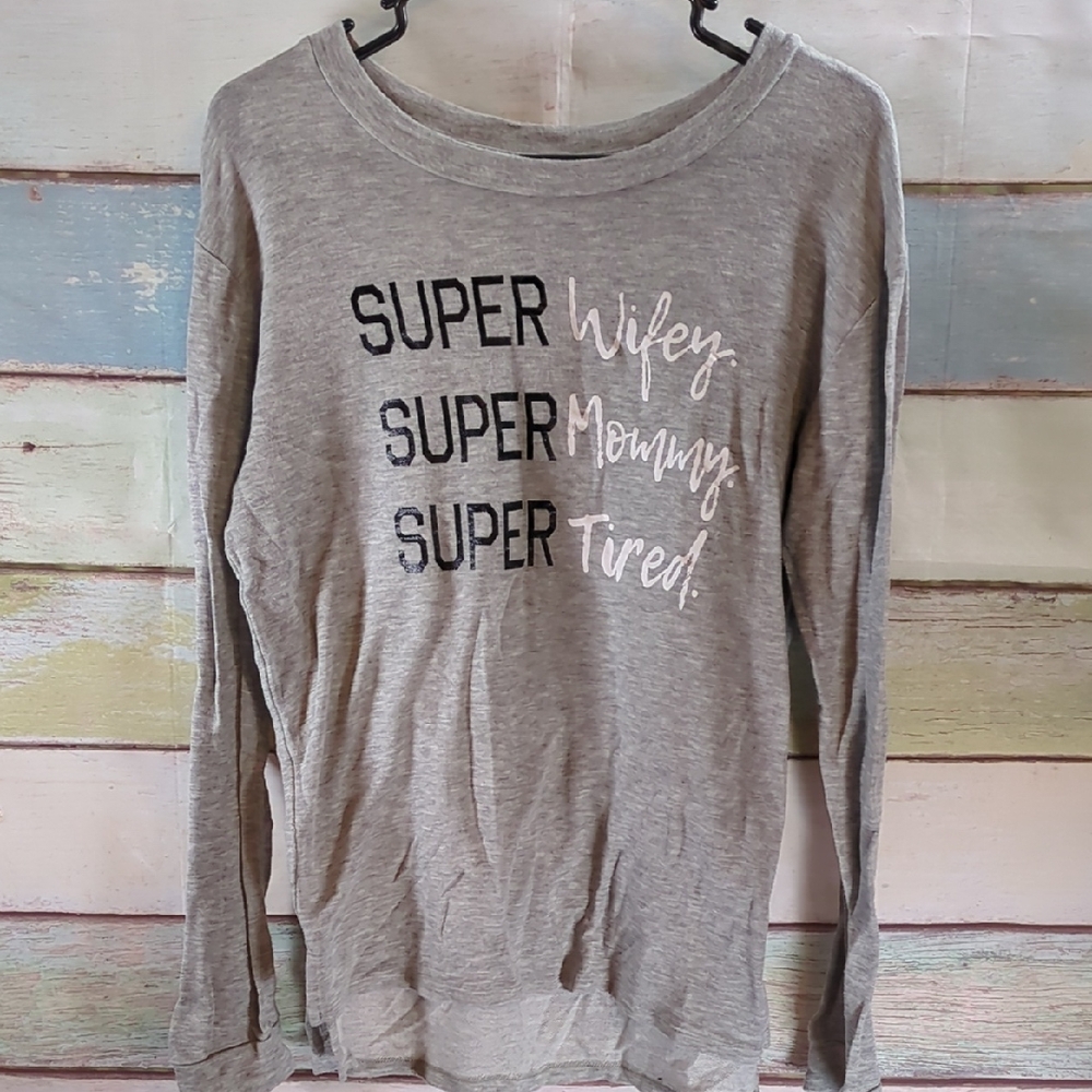Gray Long Sleeve Soft Graphic Tee
